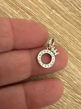 Pandora Silver Ring Charm with Crown Accent - Silver